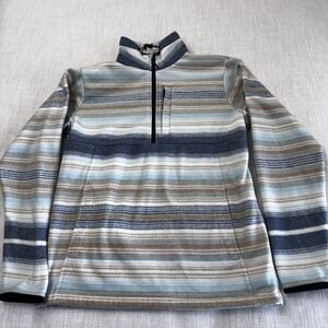 Billabong Adventure Division Womens Fleece Quarter Zip Striped Pullover Blue L